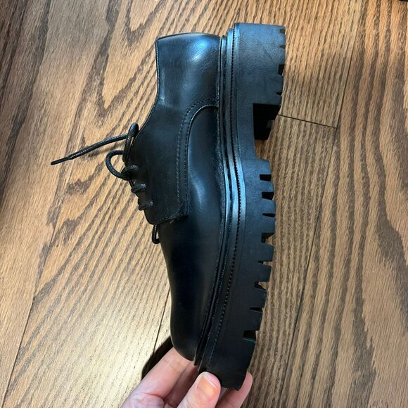 H&M Black Chunky Lace-Up Shoes 7.5/38 - Picture 3 of 6